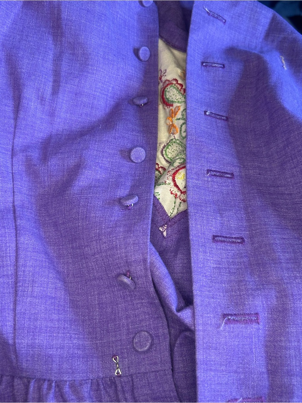 Lanz original Lavender Long-Sleeve prairie  embroidered Dress - Picture 5 of 16